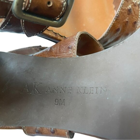 Anne Klein Aleens Brown Tobacco Leather Heels Slingback Buckle Open Toe Size 9 - Picture 14 of 14